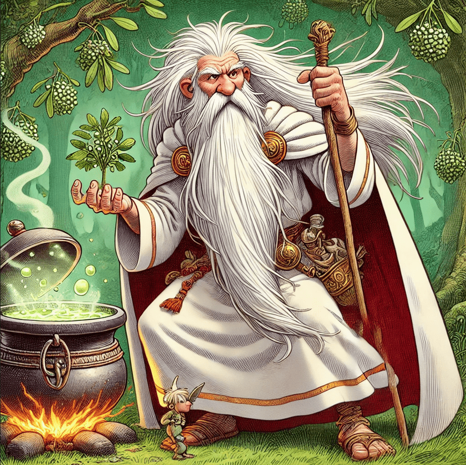 Dibujo creado por IA de un druida mágico.